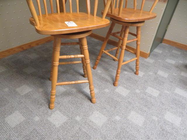 (2) Oak swivel barstools