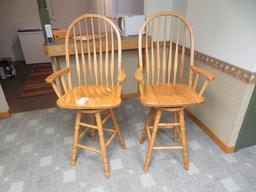 (2) Oak swivel barstools