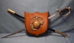 U.S. MARINE CORP SWORD & DISPLAY!!