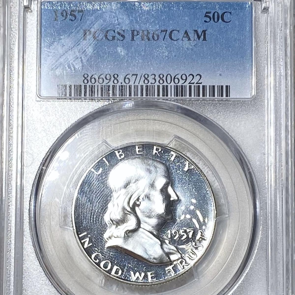 1957 Franklin Half Dollar PCGS - PR 67 CAM