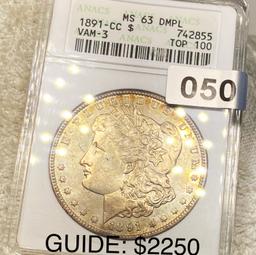 1891-CC Morgan Silver Dollar ANACS - MS 63 DMPL
