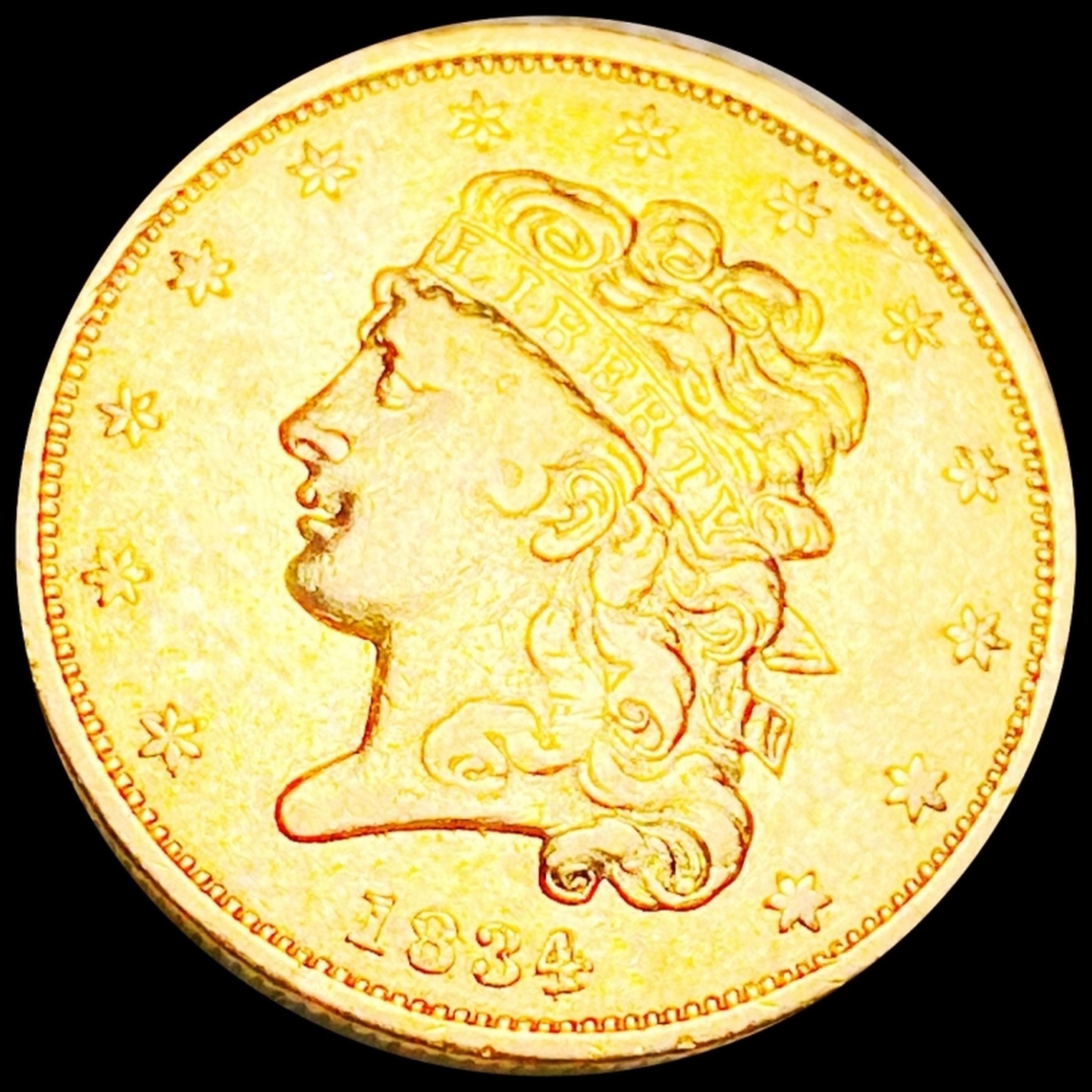 1834 $5 Gold Half Eagle CLOSELY UNC