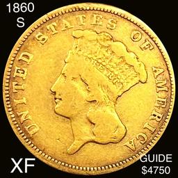 1860-S $3 Gold Piece LIGHTLY CIRCULATED