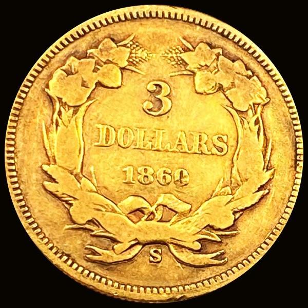 1860-S $3 Gold Piece LIGHTLY CIRCULATED