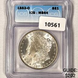 1883-O Morgan Silver Dollar ICG-MS64