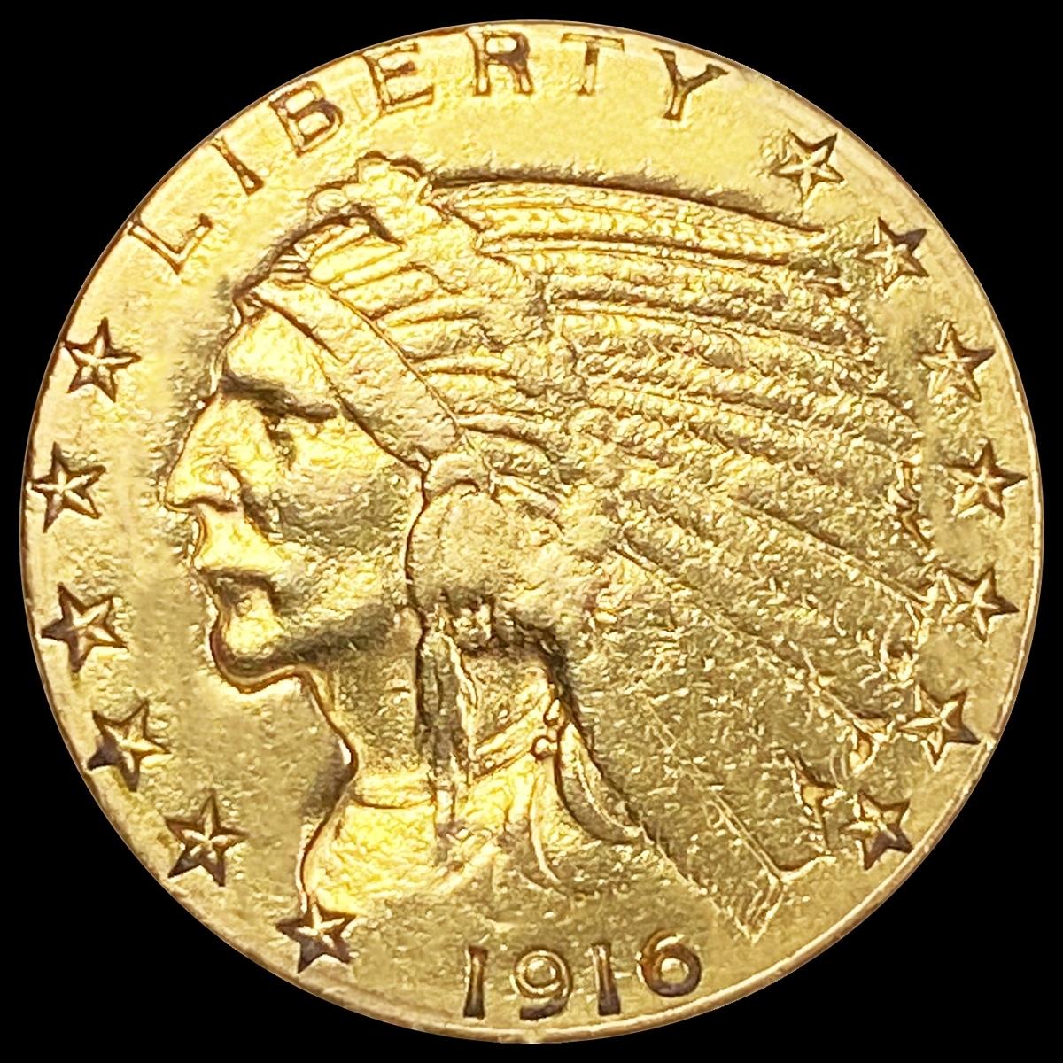 1916 $5 Gold Half Eagle LIGHTLY CIRCULATED