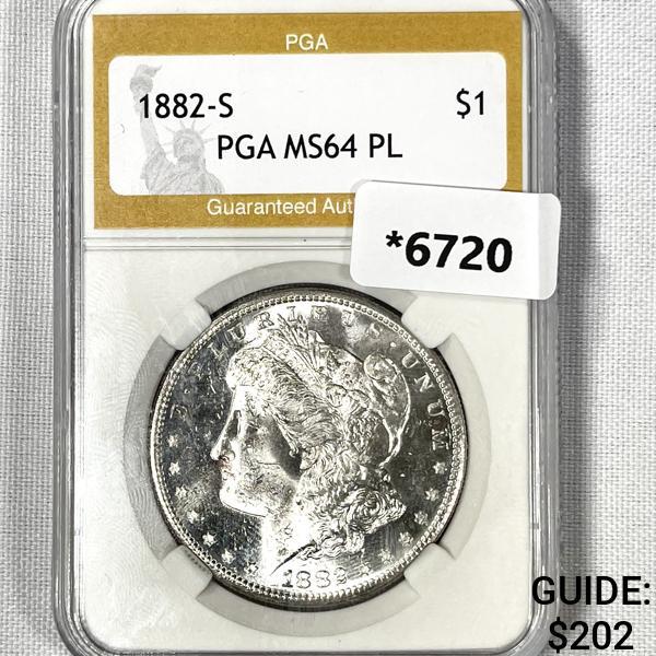 1882-S Morgan Silver Dollar PGA-MS64 PL