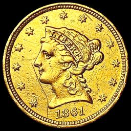 1861 T2 $2.50 Gold Quarter Eagle NEARLY UNCIRCULAT