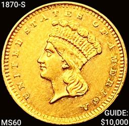 1870-S Rare Gold Dollar UNCIRCULATED