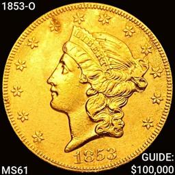 1853-O $20 Gold Double Eagle UNCIRCULATED