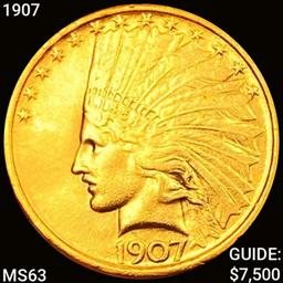 1907 $10 Gold Eagle CHOICE BU