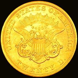 1863-S $20 Gold Double Eagle CHOICE AU