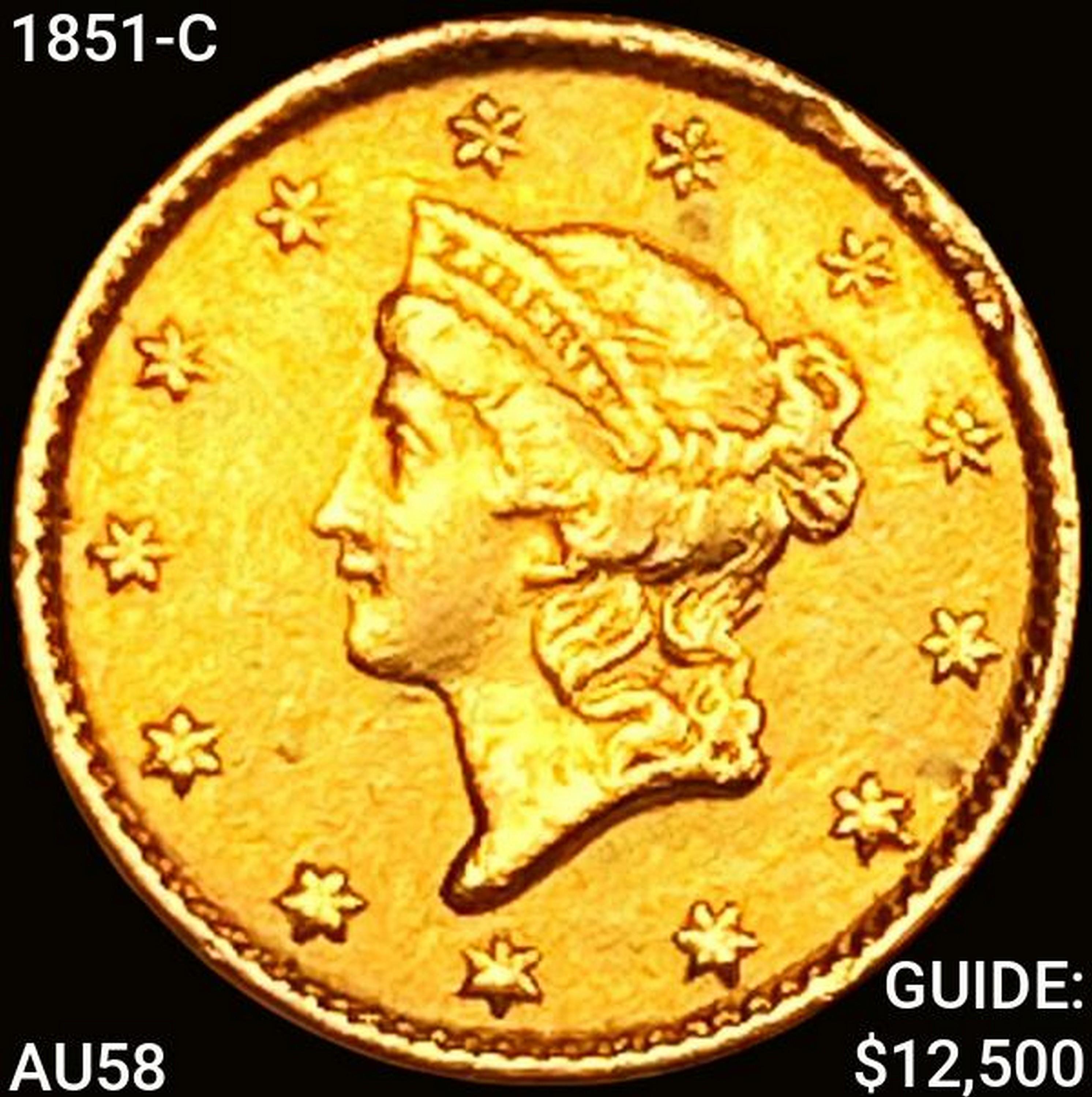 1851-C Rare Gold Dollar CHOICE AU