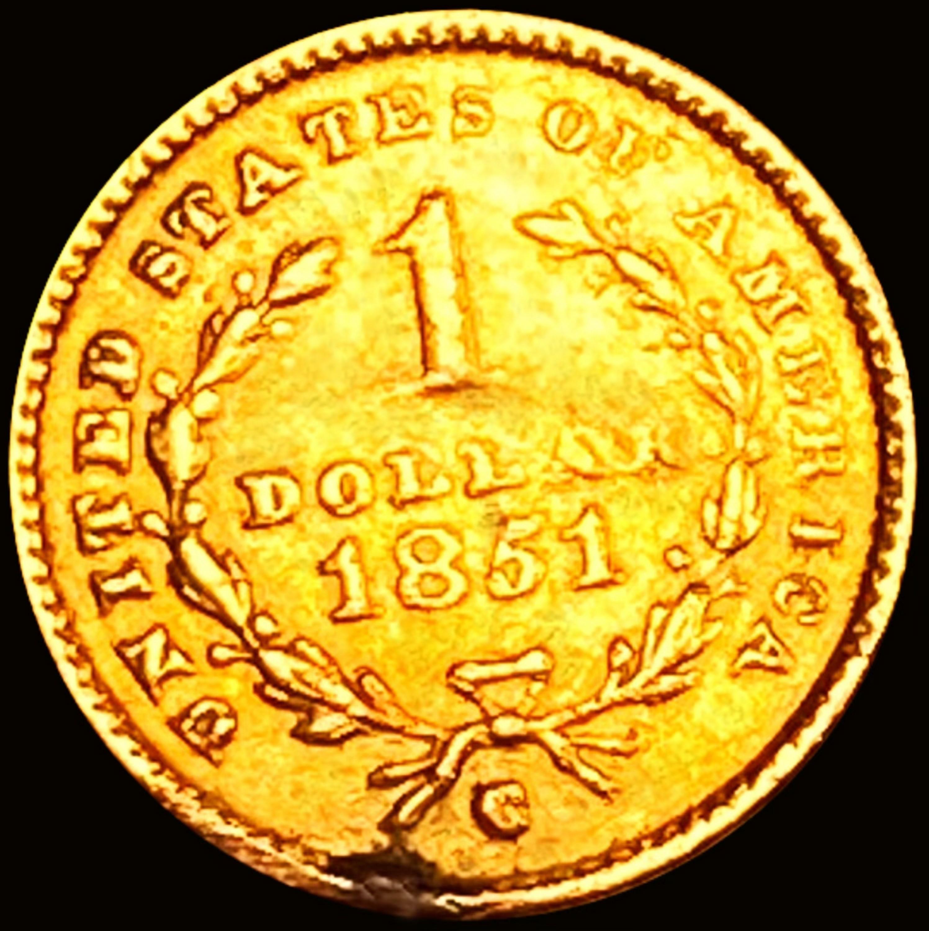 1851-C Rare Gold Dollar CHOICE AU