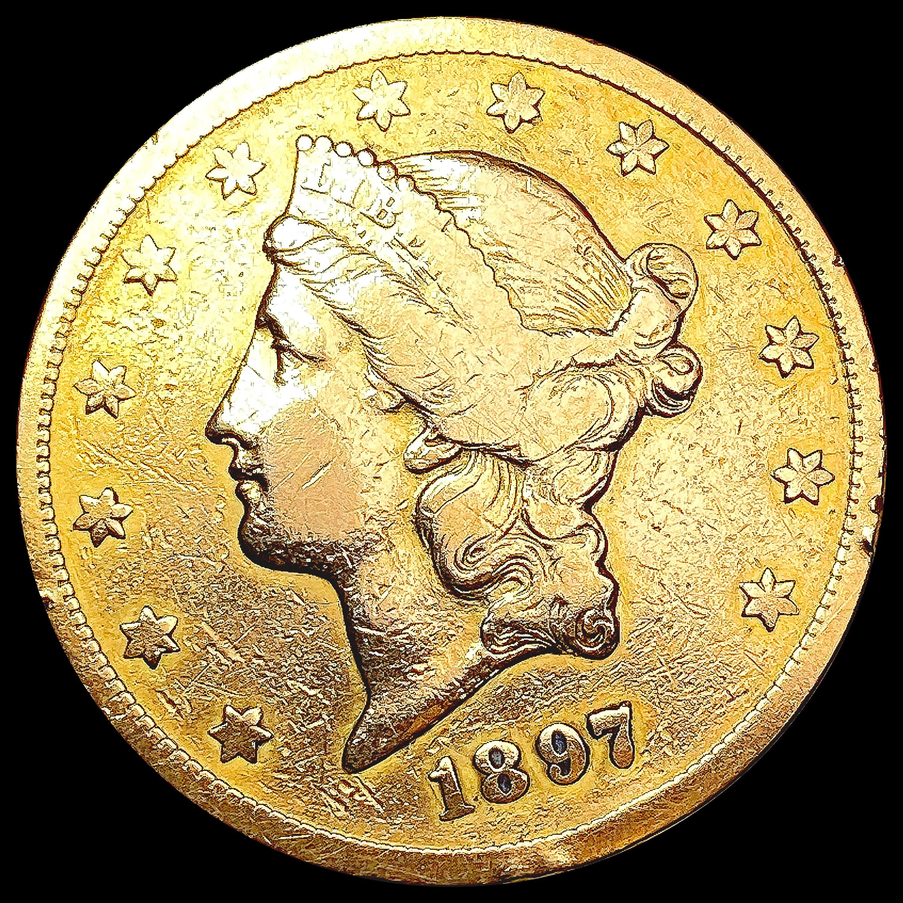 1897-S $20 Gold Double Eagle NICELY CIRCULATED