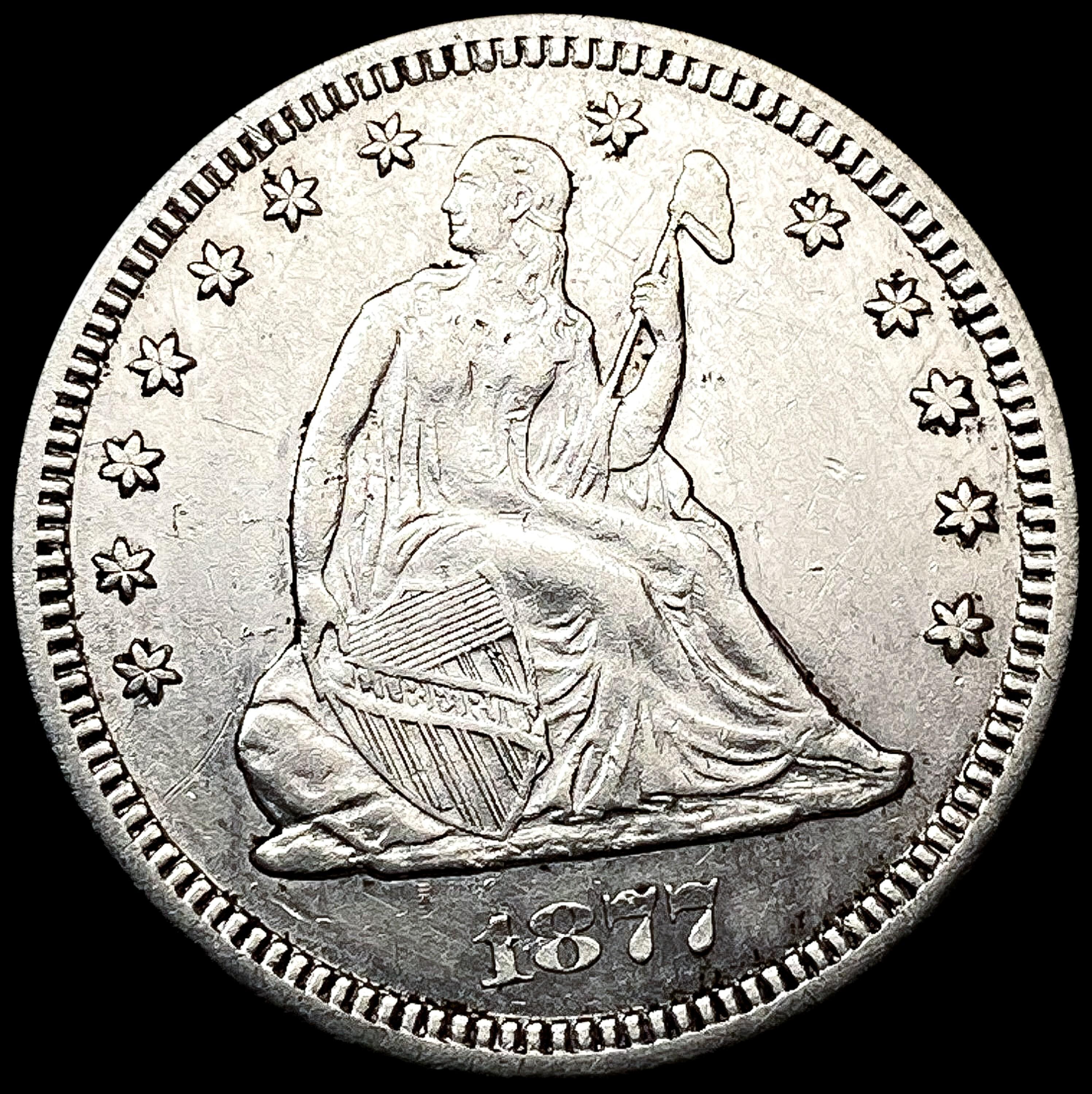 1877-CC Seated Liberty Quarter HIGH GRADE