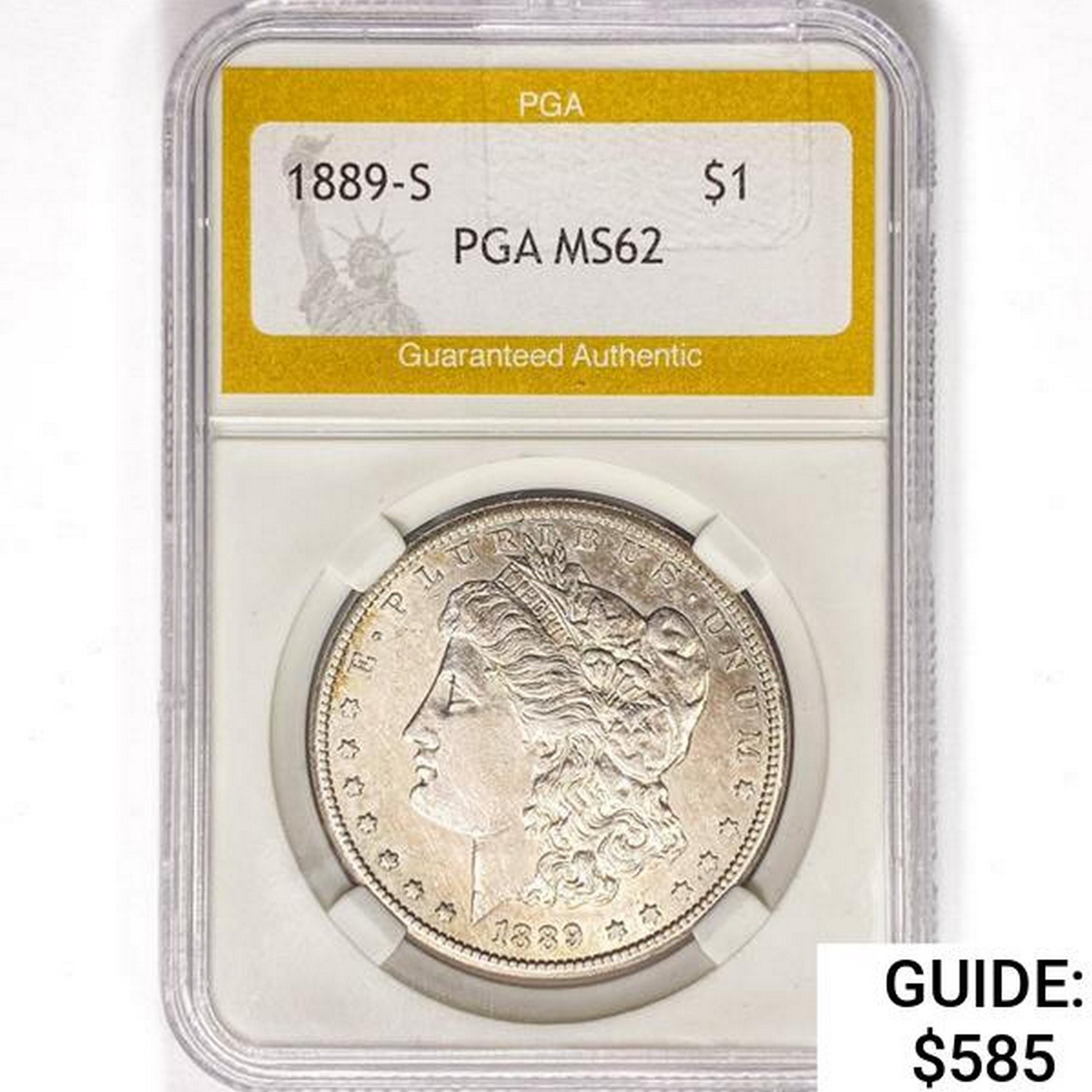 1889-S Morgan Silver Dollar PGA MS62