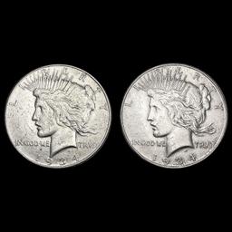 [2] 1934 Peace Silver Dollars CLOSELY UNCIRCULATED