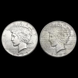 [2] Peace Silver Dollars [1925-S, 1934-D] CLOSELY