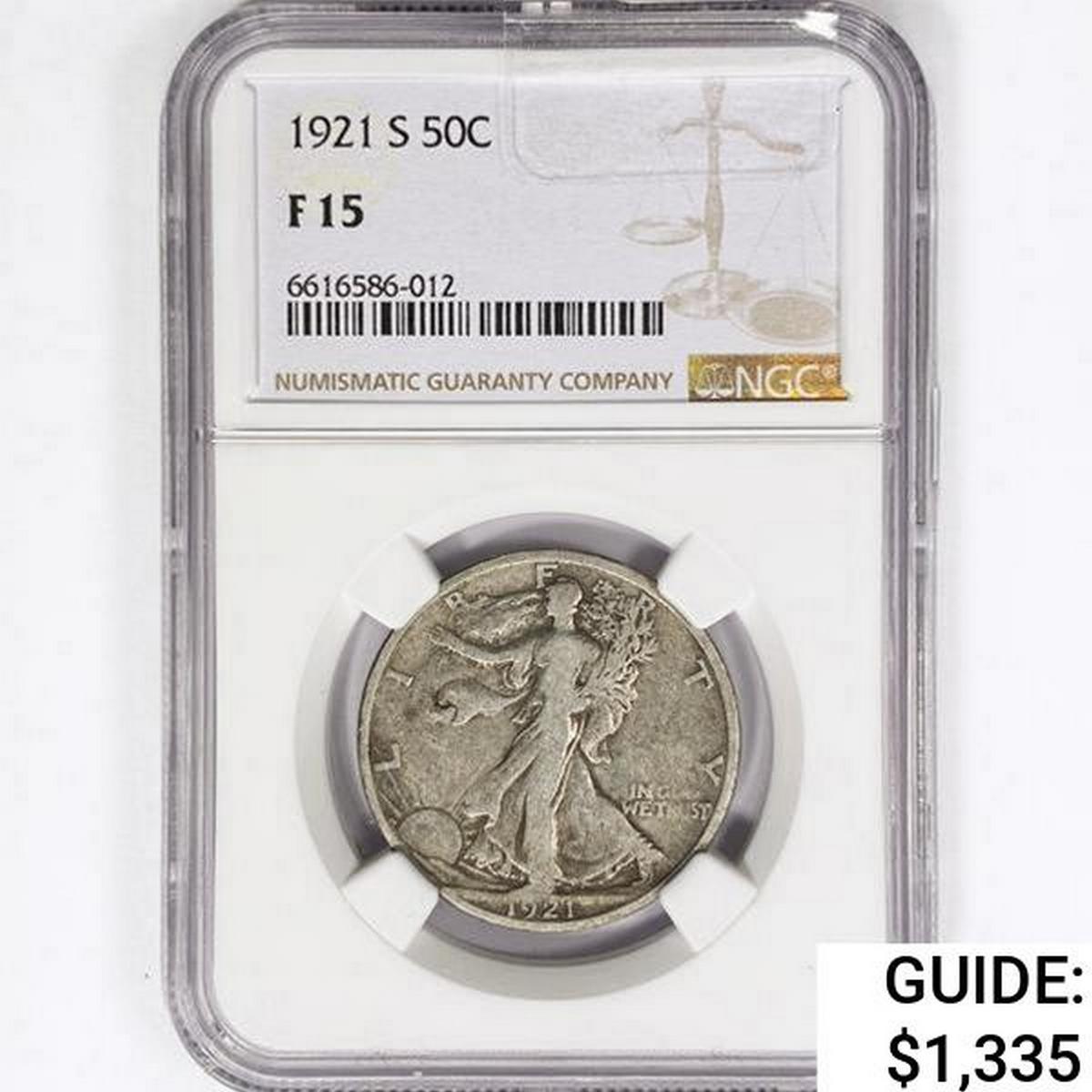 1921-S Walking Liberty Half Dollar NGC F15