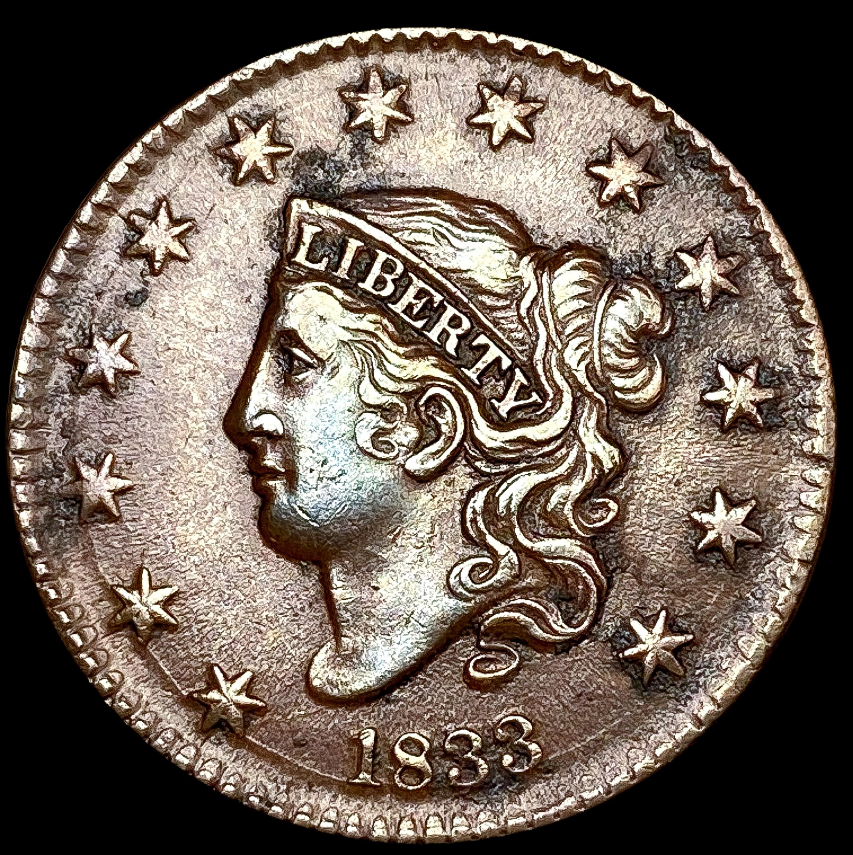 1833 Coronet Head Large Cent LIGHTLY CIRCULATED