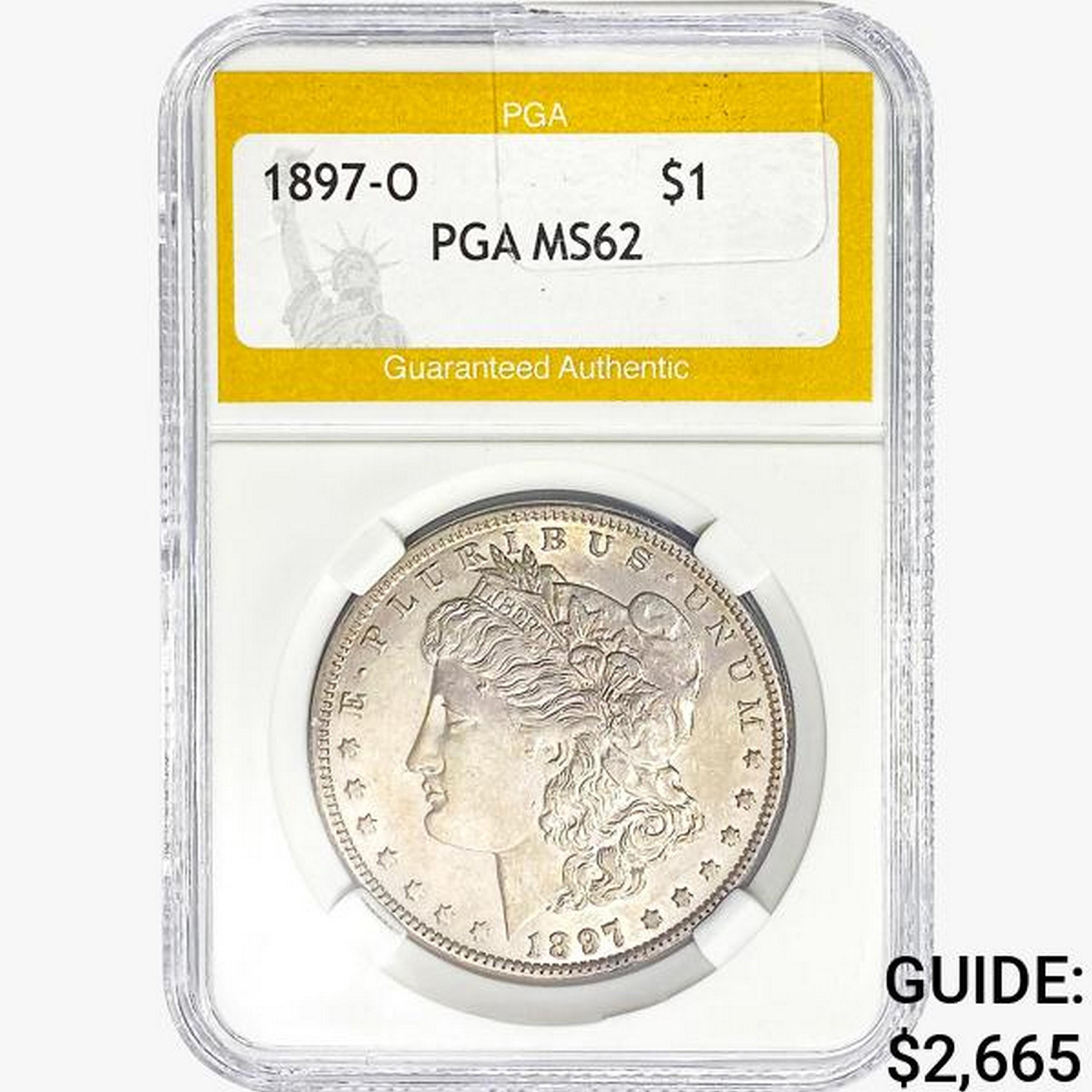 1897-O Morgan Silver Dollar PGA MS62