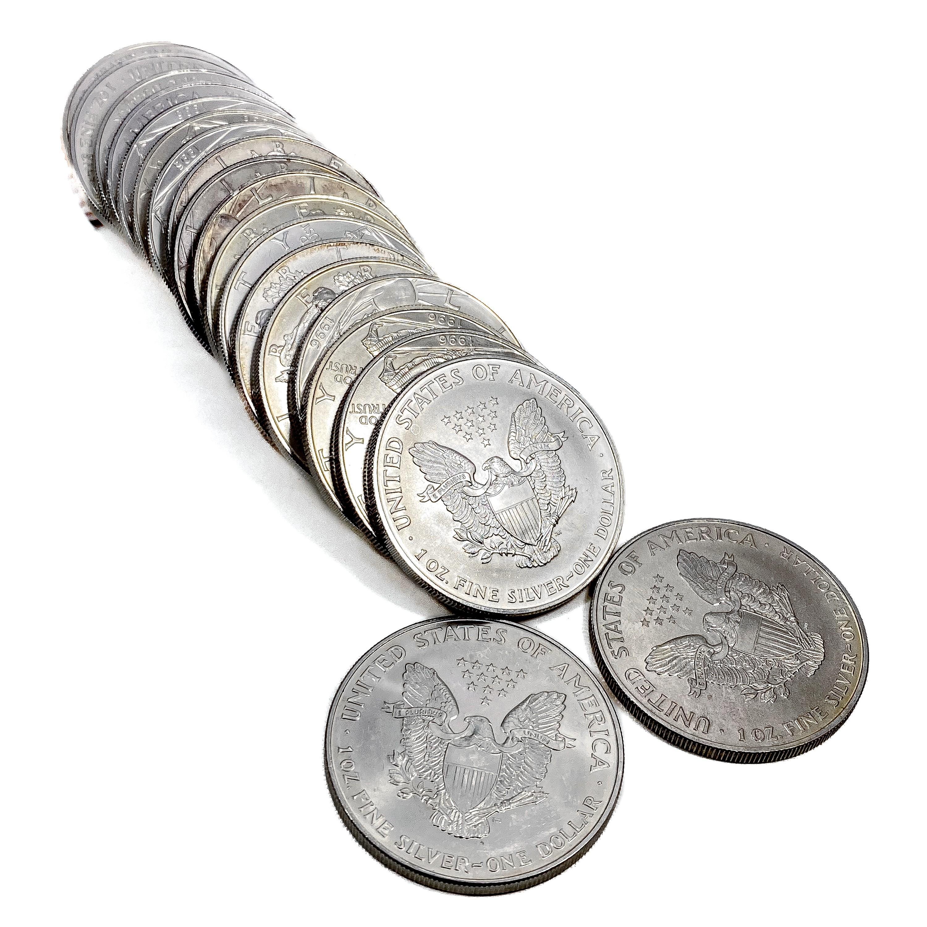 1996 Roll of US Silver Eagles [20 Coins]