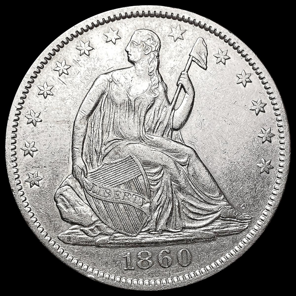 1860-O Seated Liberty Half Dollar CLOSELY UNCIRCUL