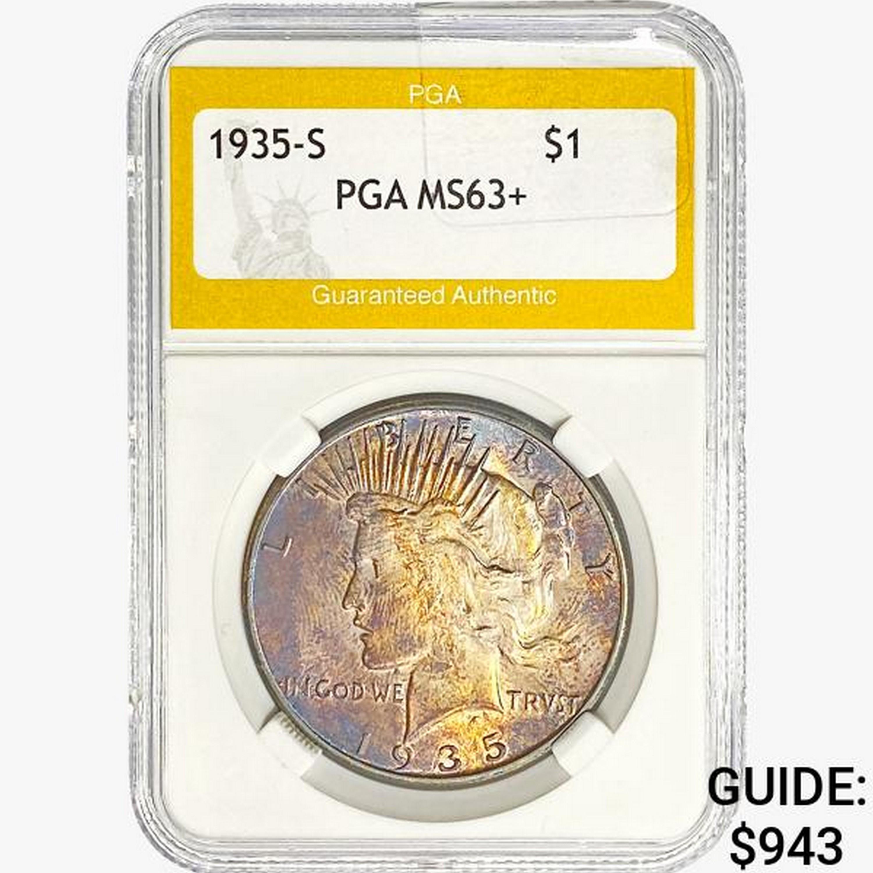 1935-S Silver Peace Dollar PGA MS63+