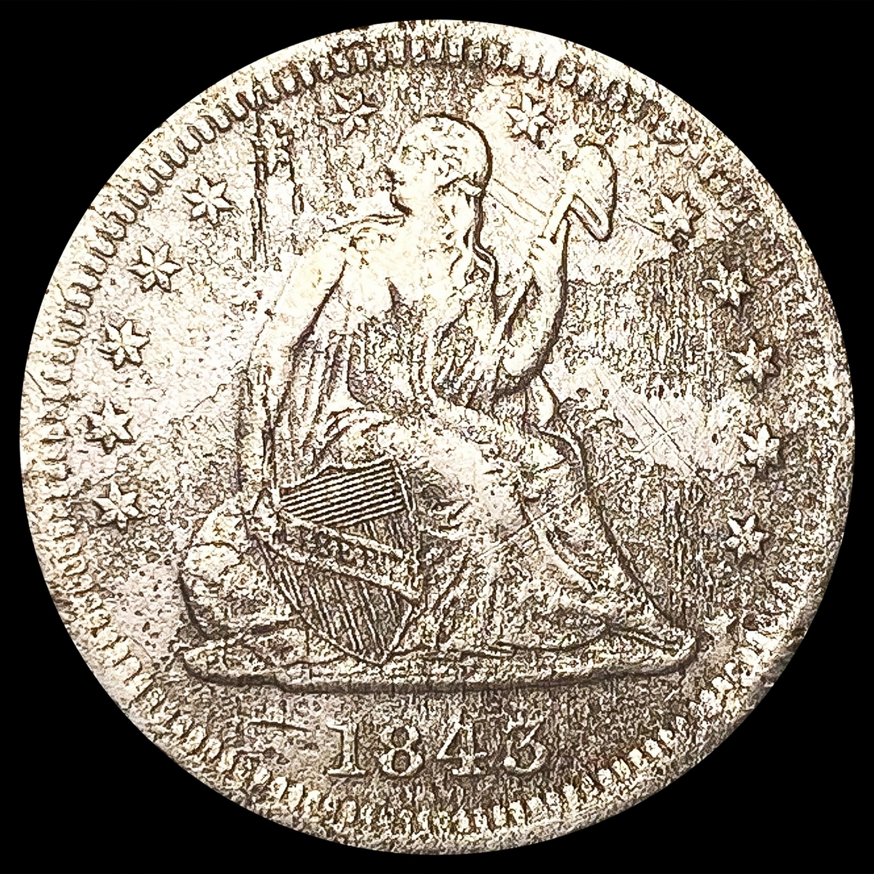 1843-O Seated Liberty Quarter NICELY CIRCULATED