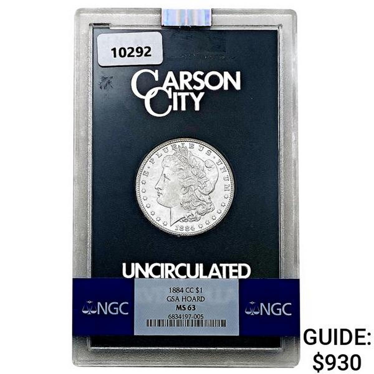 1884-CC Morgan Silver Dollar NGC MS63 GSA