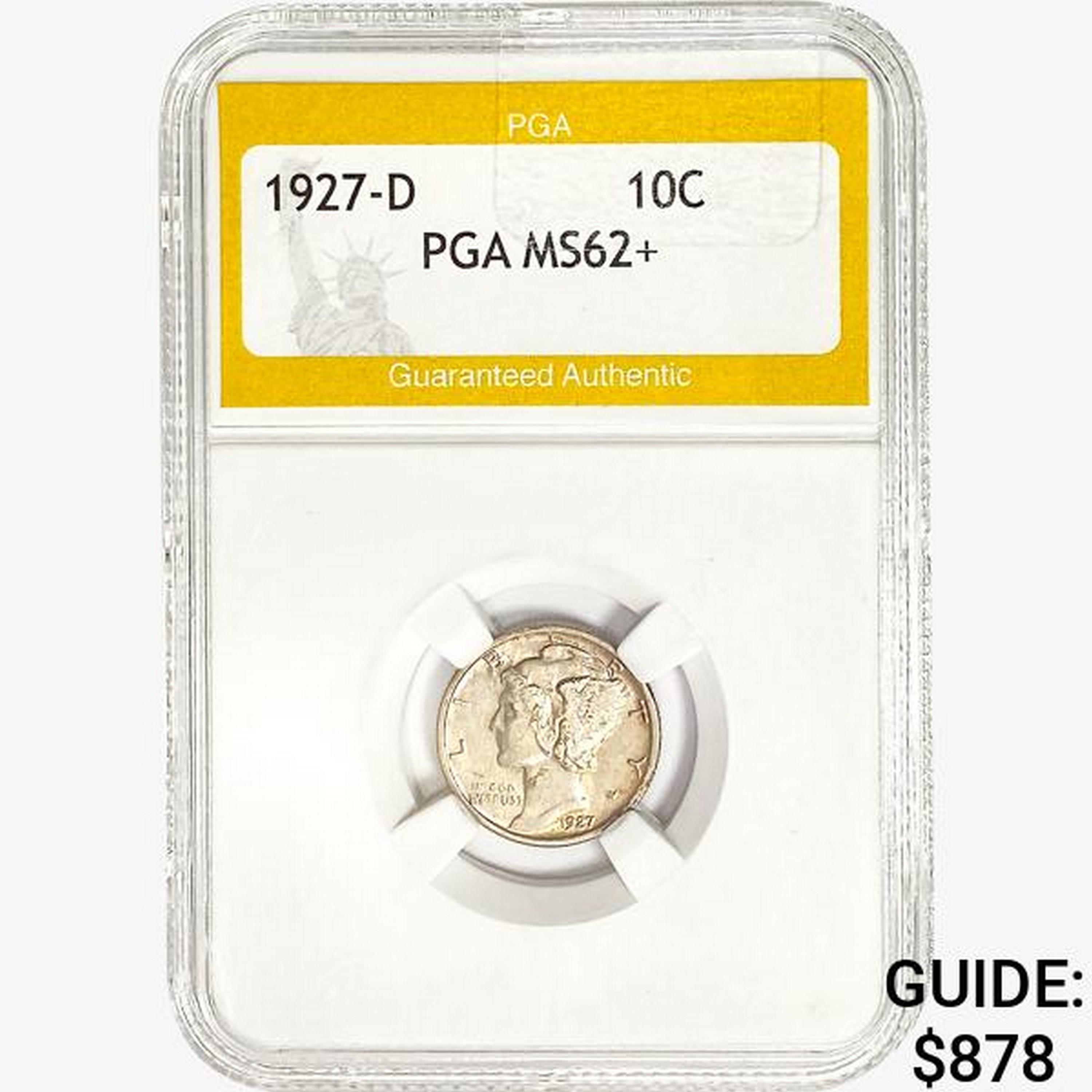 1927-D Mercury Silver Dime PGA MS62+