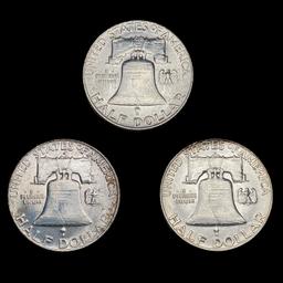 [3] Franklin Half Dollars (1959, 1959-D, 1960-D) U