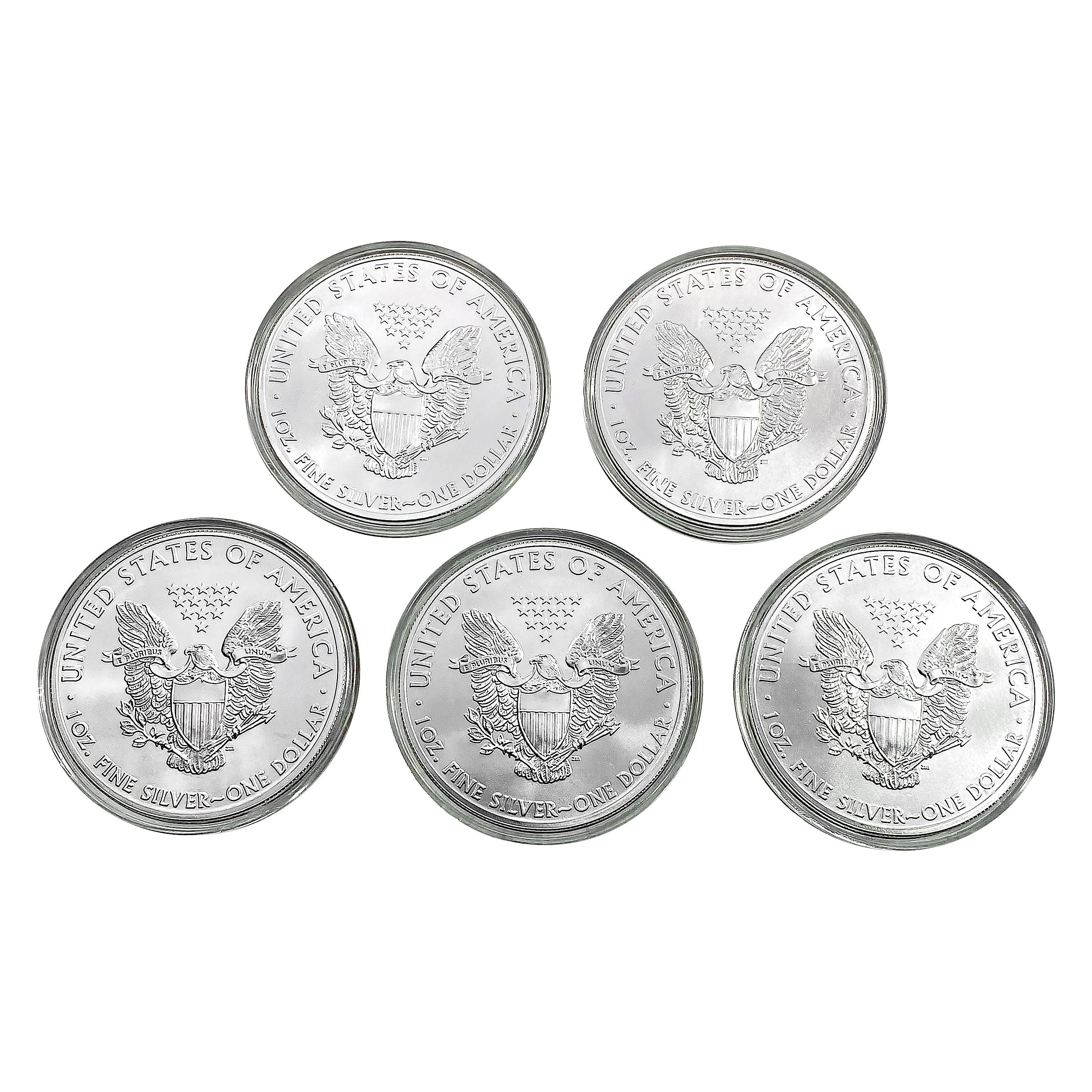 2015 US Silver Eagles [5 Coins]