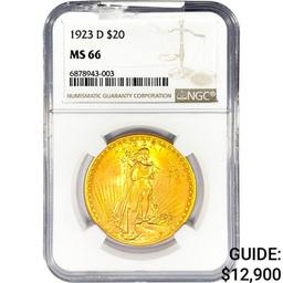 1923-D $20 Gold Double Eagle NGC MS66