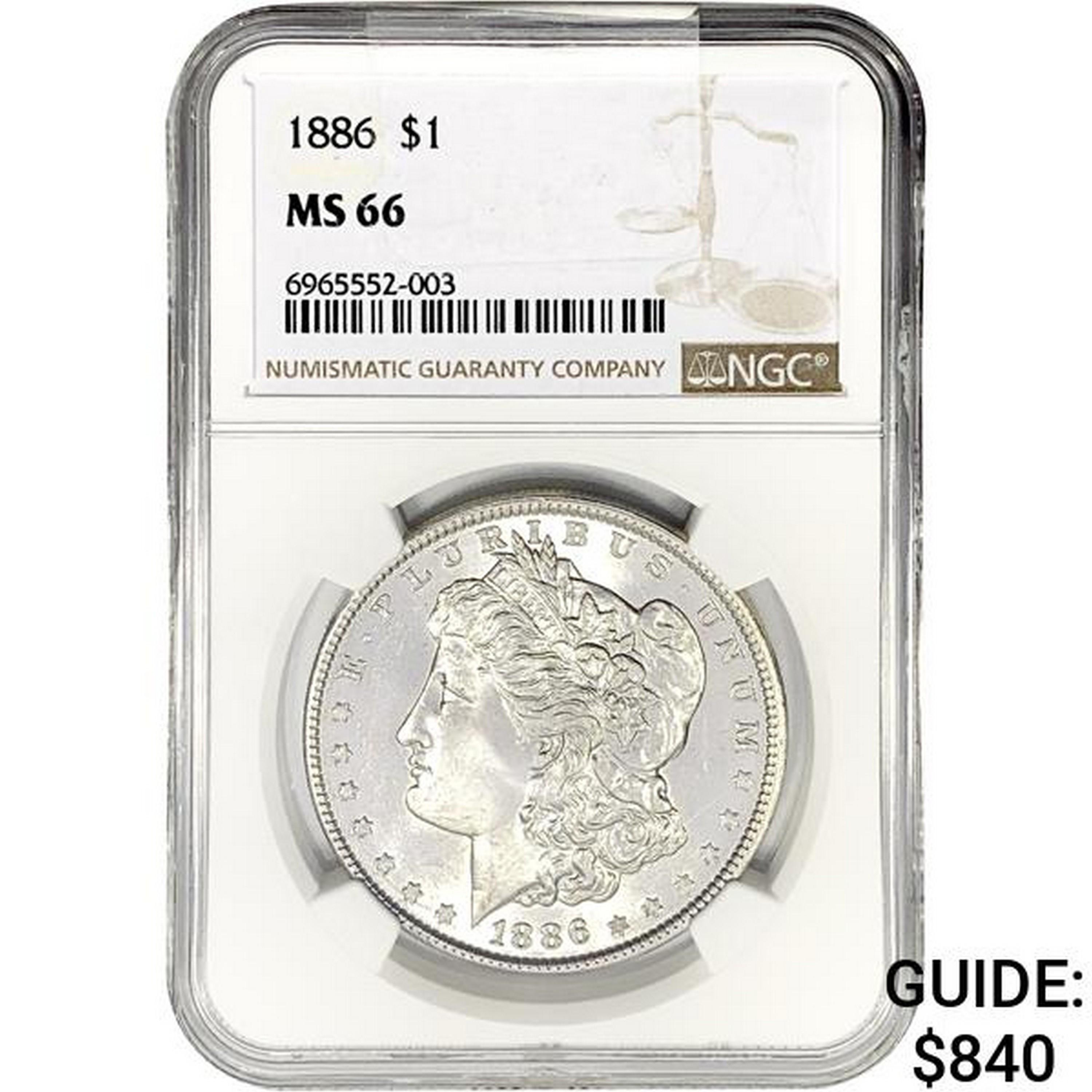 1886 Morgan Silver Dollar NGC MS66