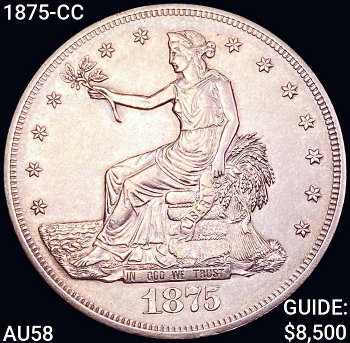 1875-CC Silver Trade Dollar CHOICE AU