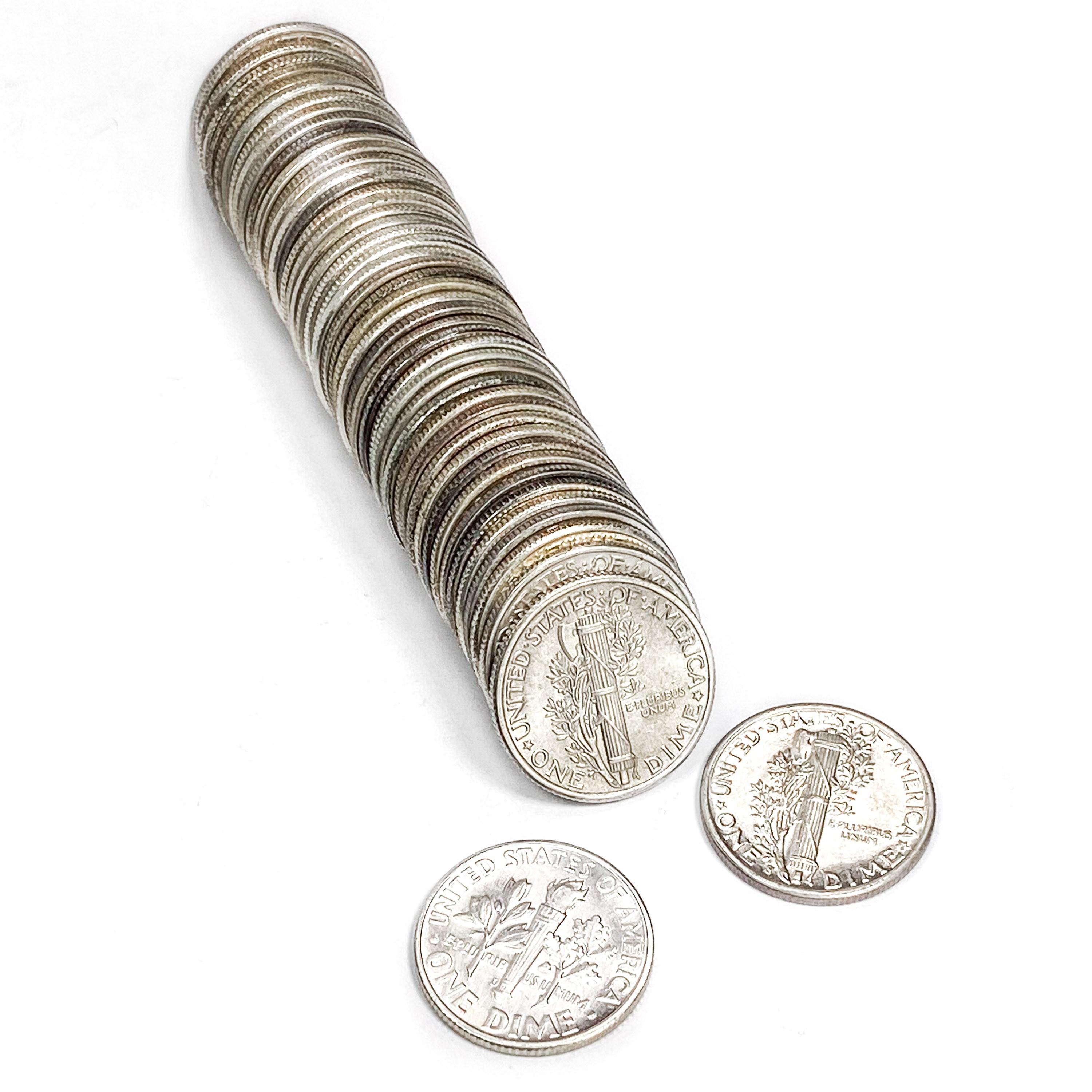 1929-1964 Misc Silver Dime Roll (48 Coins)