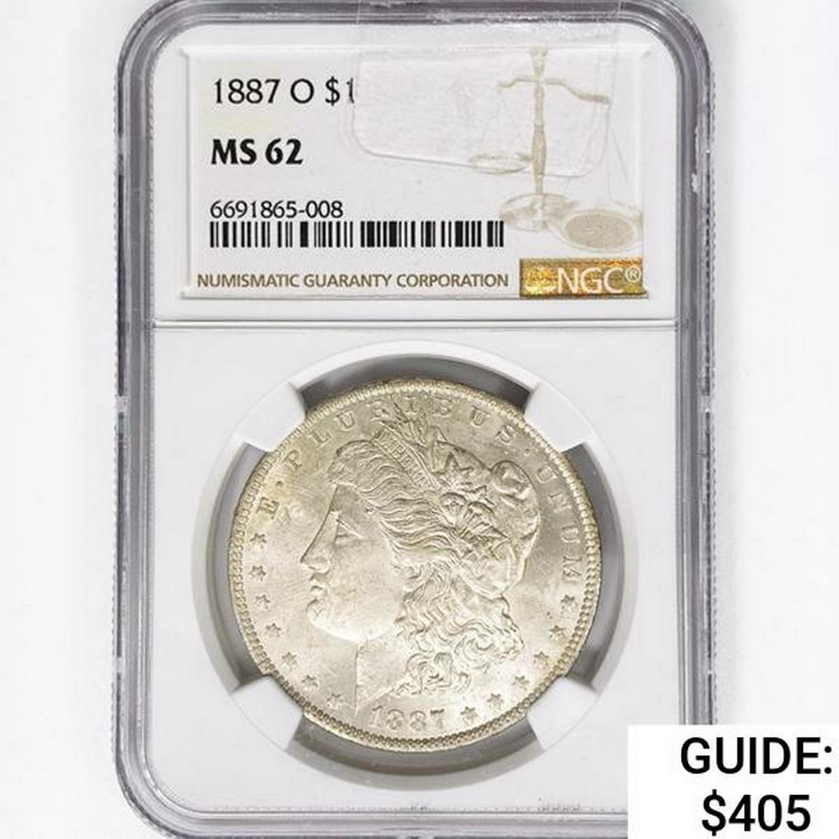 1887-O Morgan Silver Dollar NGC MS62