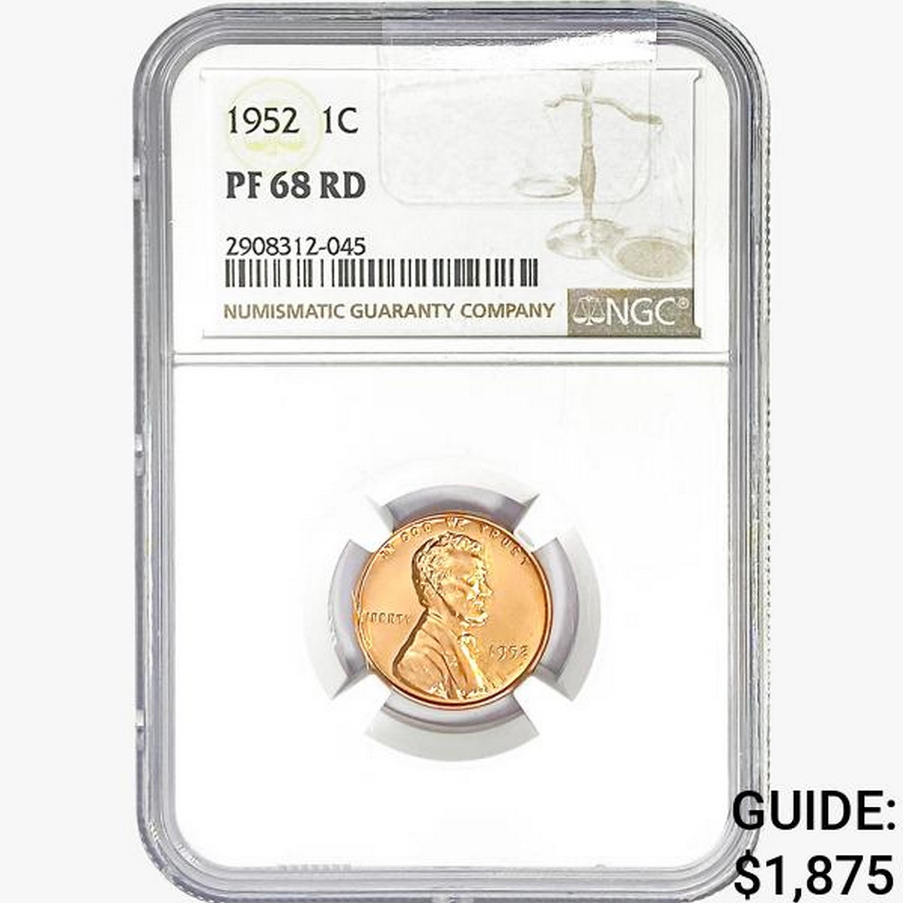 1952 Wheat Cent NGC PF68 RD