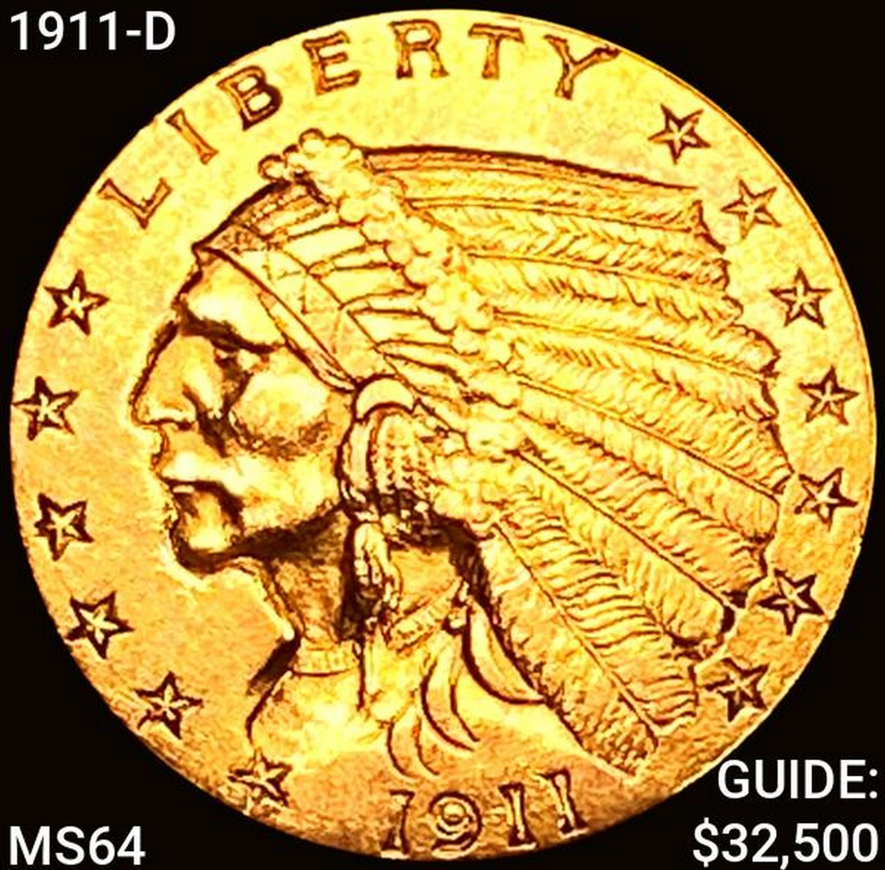 1911-D $2.50 Gold Quarter Eagle CHOICE BU