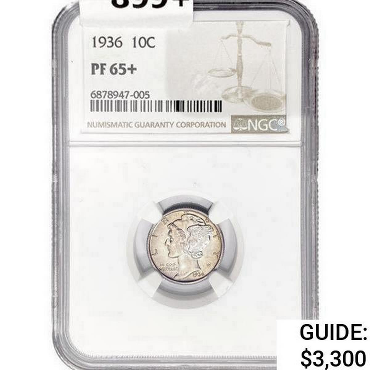 1936 Mercury Silver Dime NGC PF65+