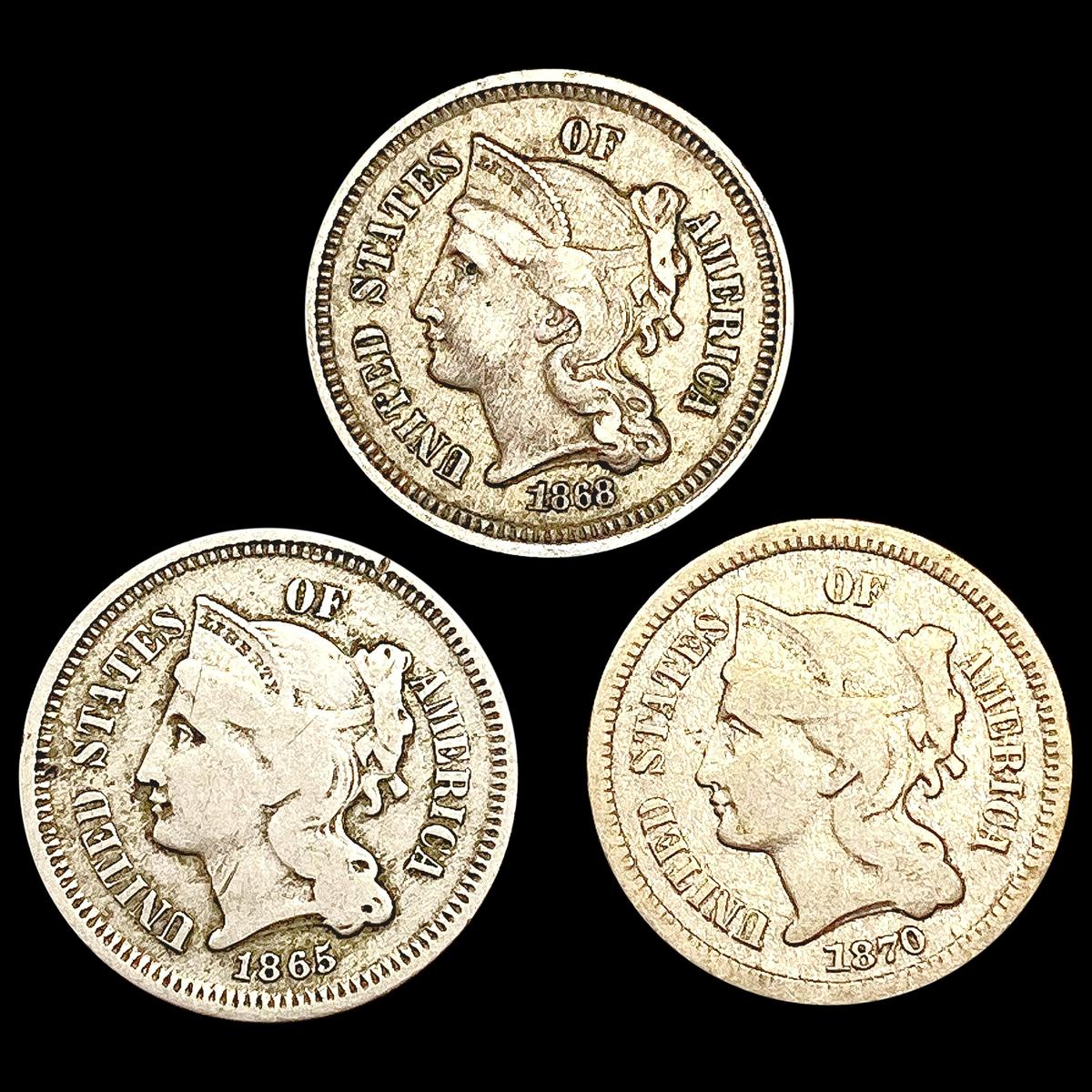 [3] Nickel 3 Cents [1865, 1868, 1870] NICELY CIRCU