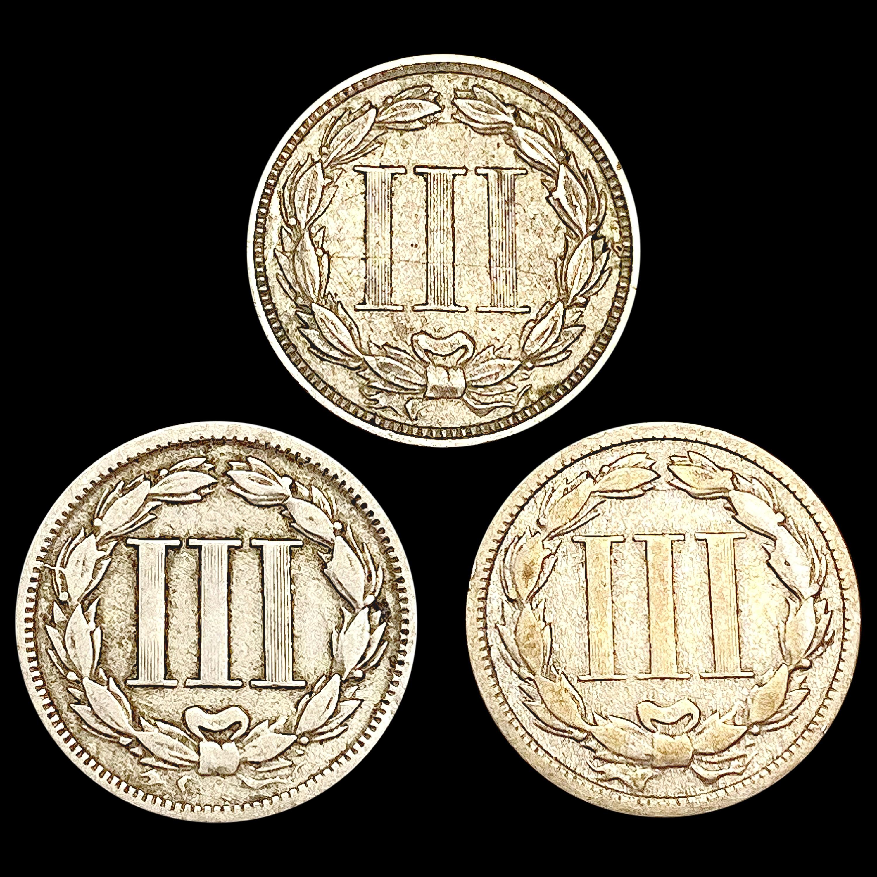 [3] Nickel 3 Cents [1865, 1868, 1870] NICELY CIRCU