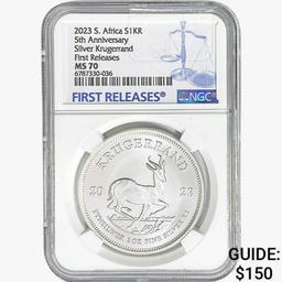 2023 1oz. Silver Krugerrand NGC MS70 FR, ANNIV.