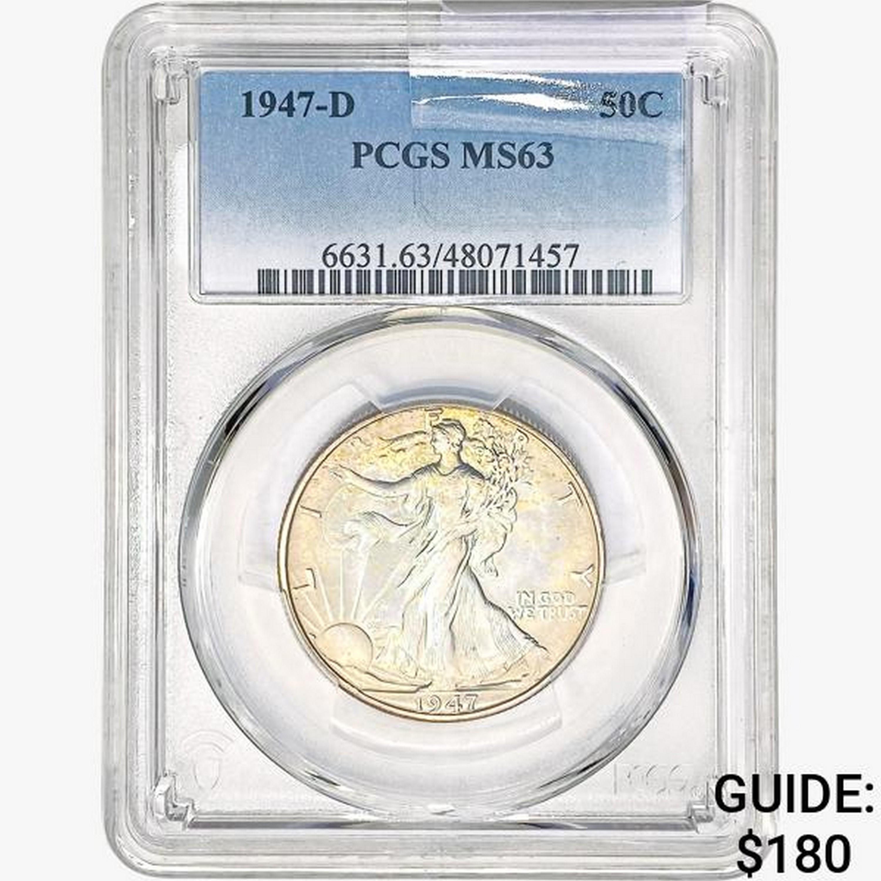 1947-D Walking Liberty Half Dollar PCGS MS63