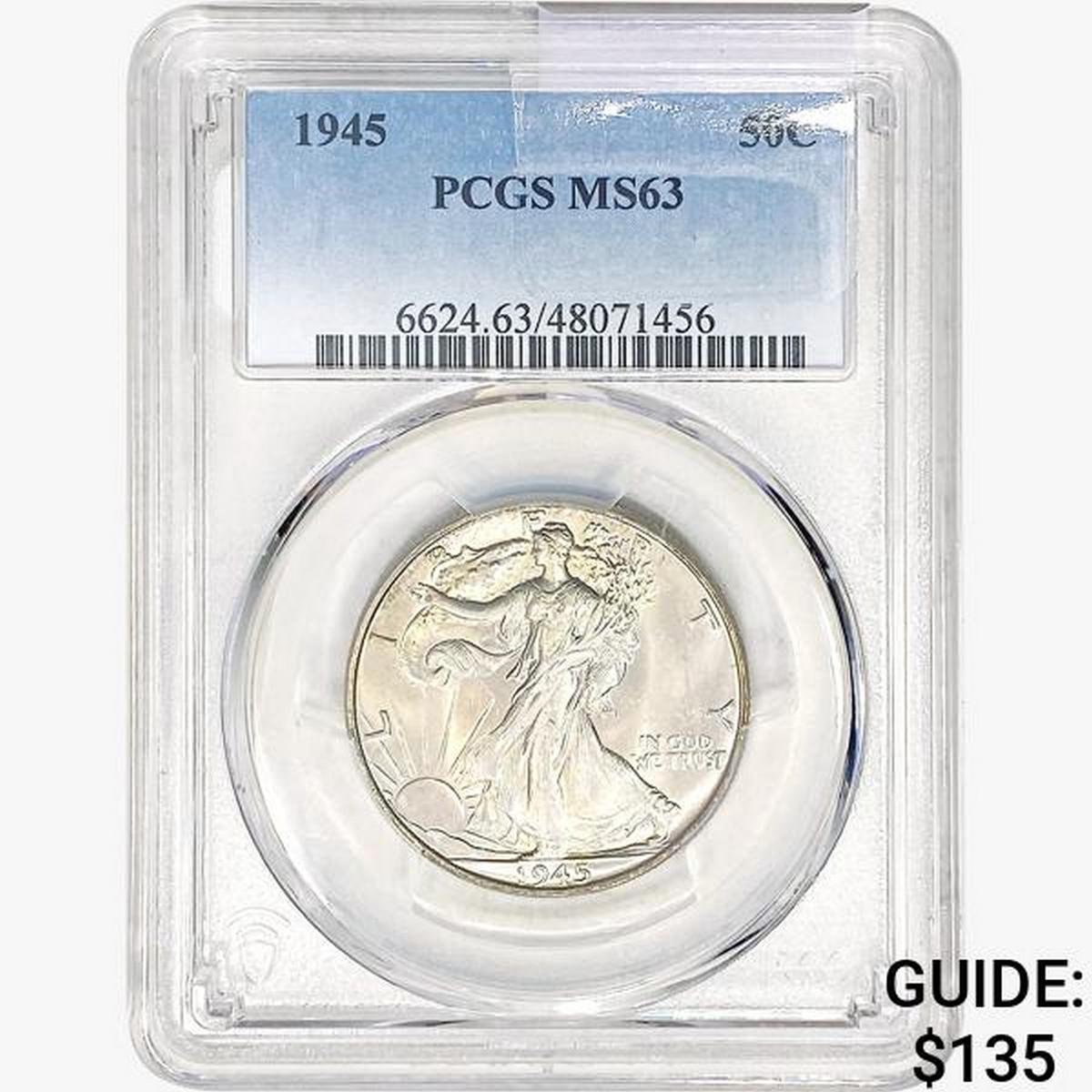 1945 Walking Liberty Half Dollar PCGS MS63