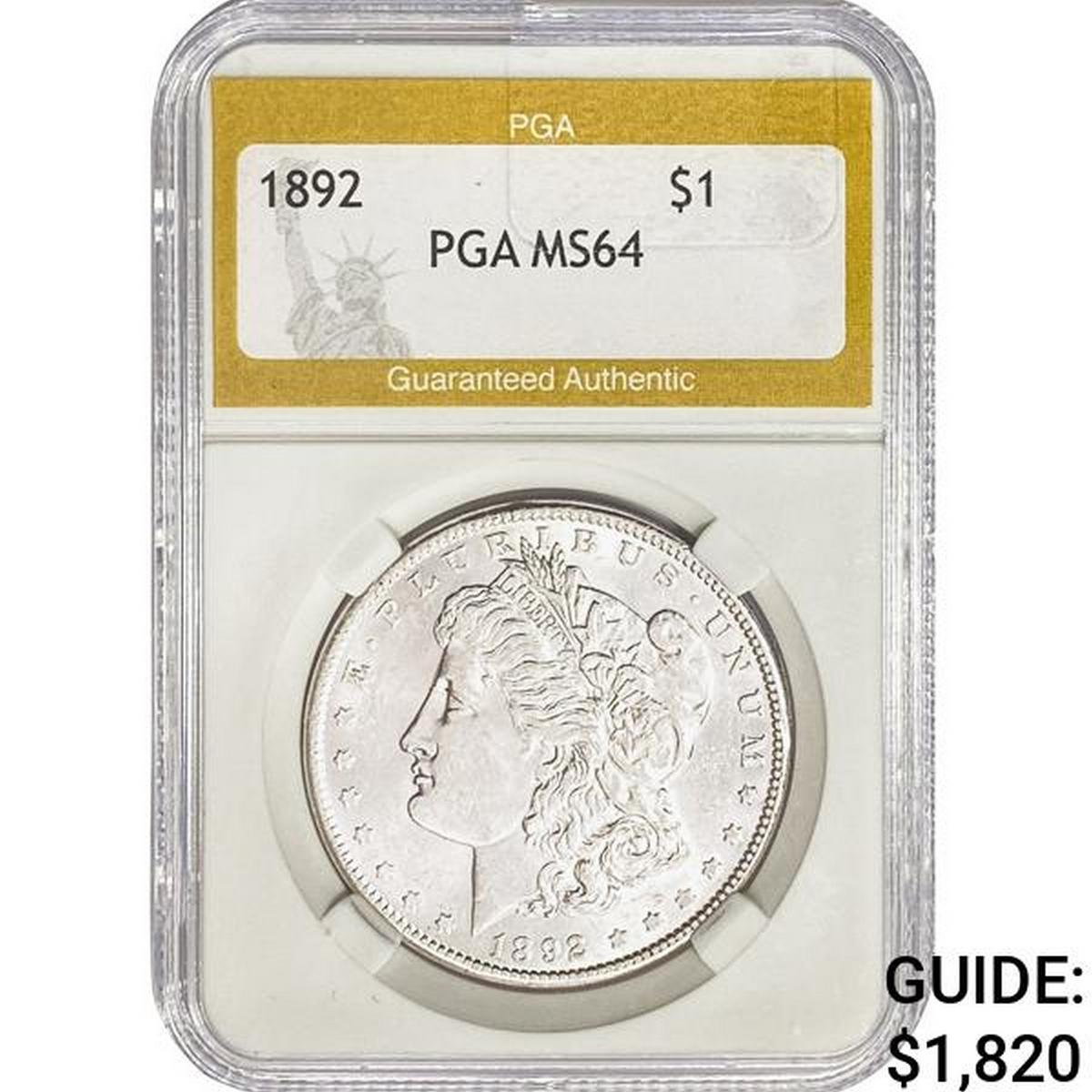 1892 Morgan Silver Dollar PGA MS64