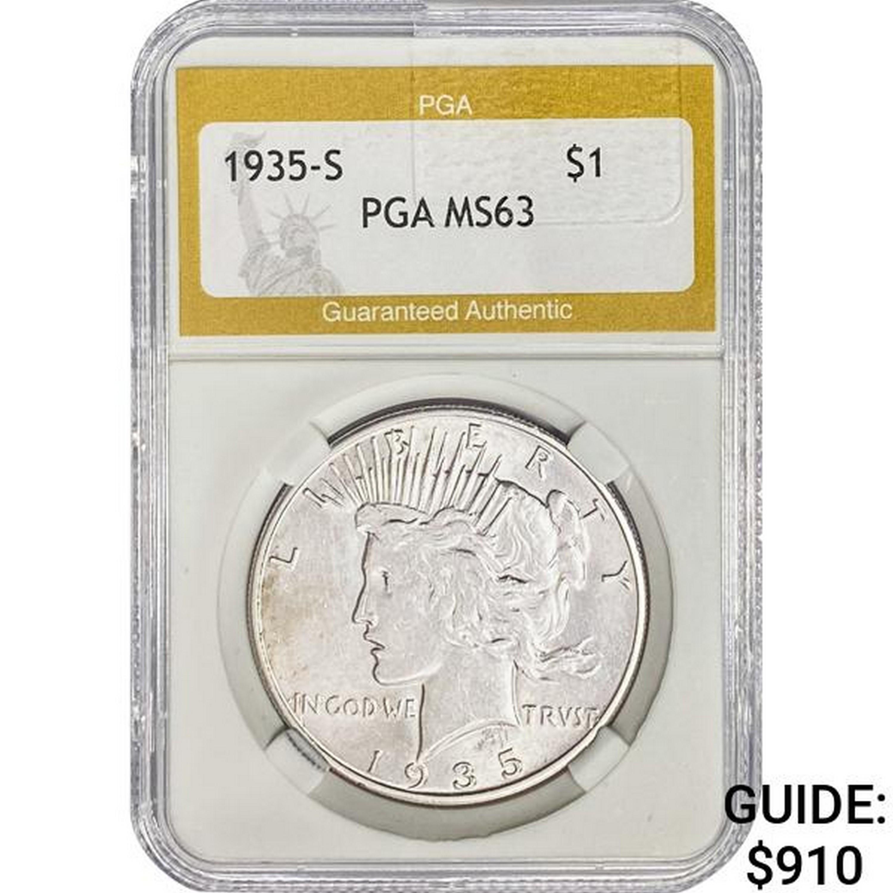 1935-S Silver Peace Dollar PGA MS63