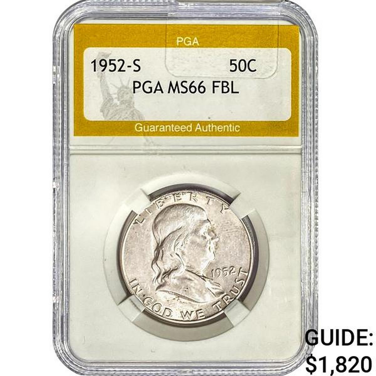 1952-S Franklin Half Dollar PGA MS66 FBL